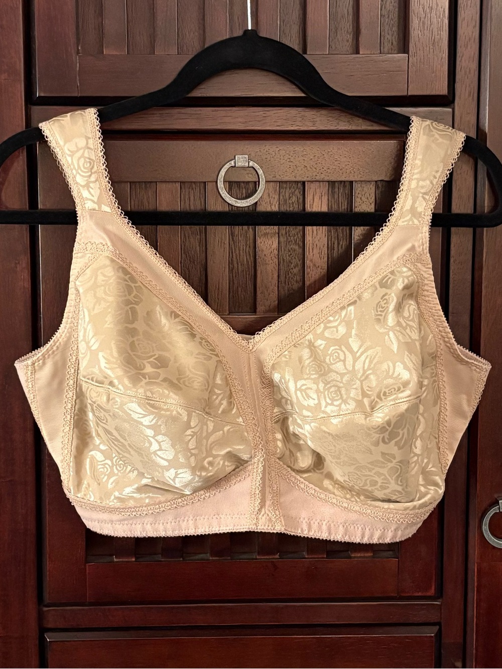 Playtex Lace-Embellished Full Coverage Bra in Champagne